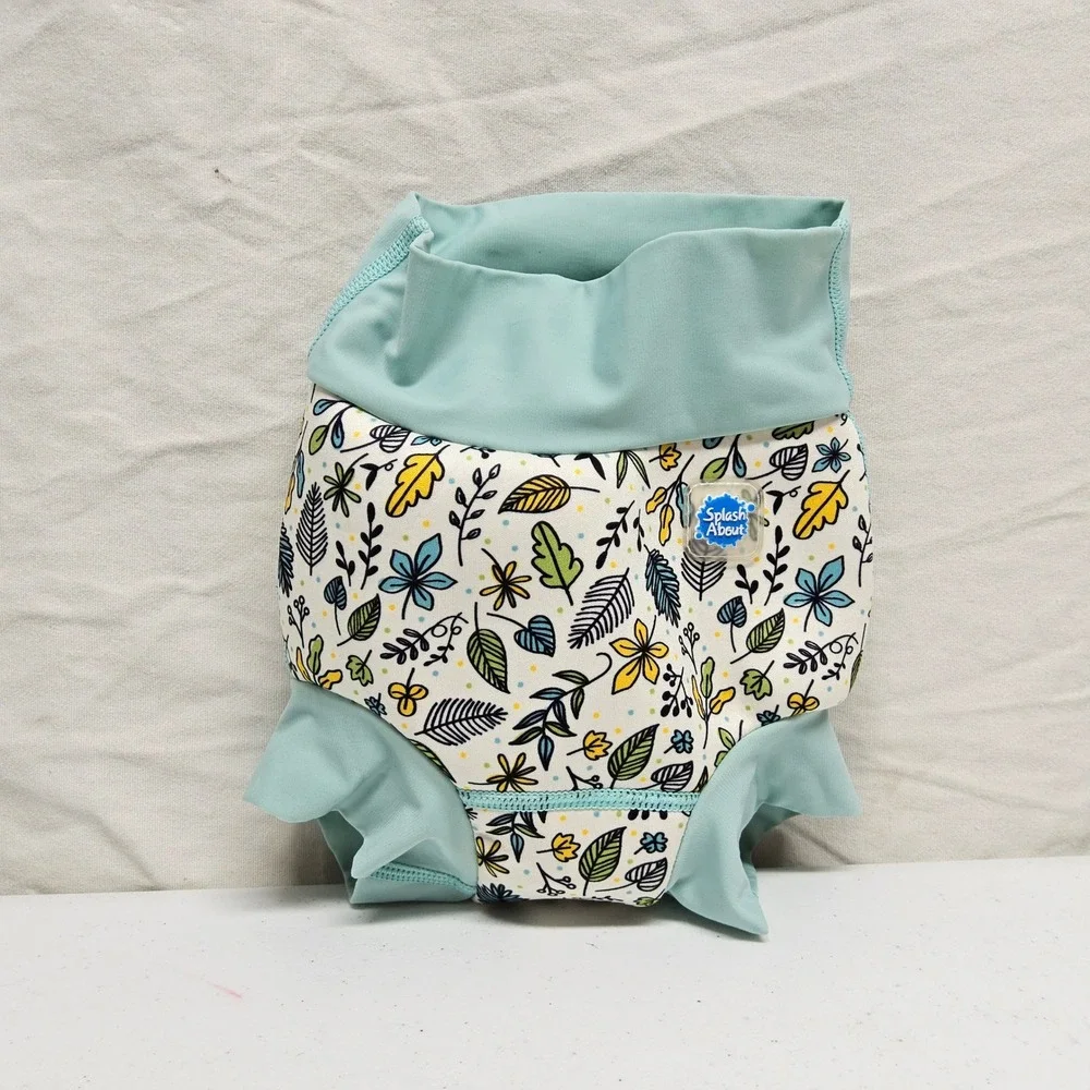 Splash About Happy Nappy Swim Diaper Kids 12-24M Mint Green Botanical Leaf Print